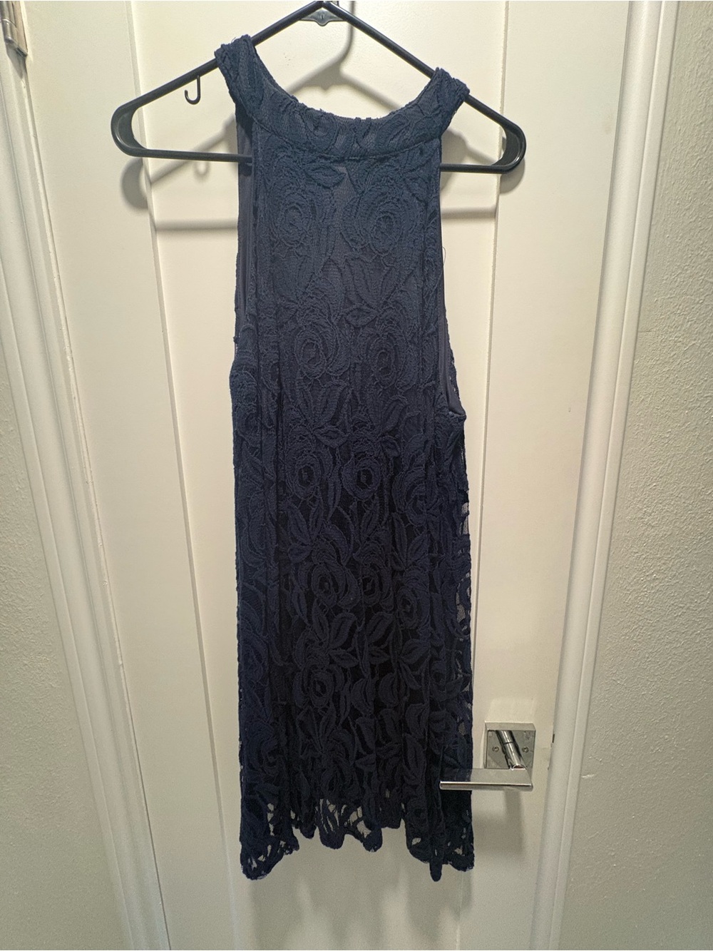 Navy Lace Halter Women's Dress